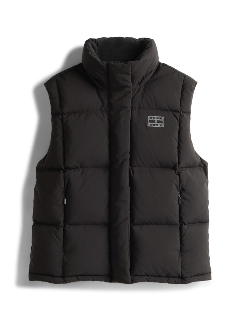 Tommy Hilfiger Kadın Siyah Kaz Tüyü Puffer Kapşonlu Yelek
