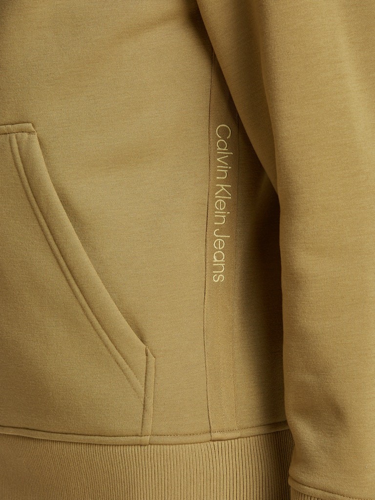 Calvin Klein Erkek Regular Fit Cep Detaylı Yumuşak İç Dolgulu Dik Yaka Haki Fermuarlı Sweatshirt - J30J326778LFF