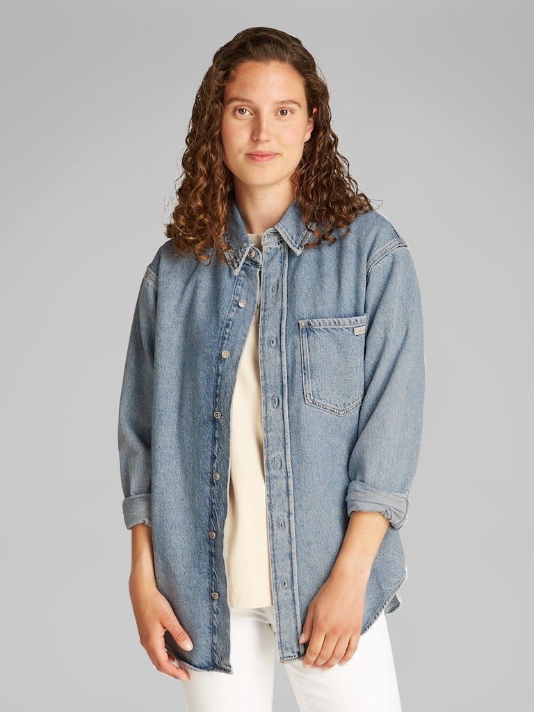 Calvin Klein Denim Mavi Kadın Uzun Kollu Gömlek - J20J2255161AA