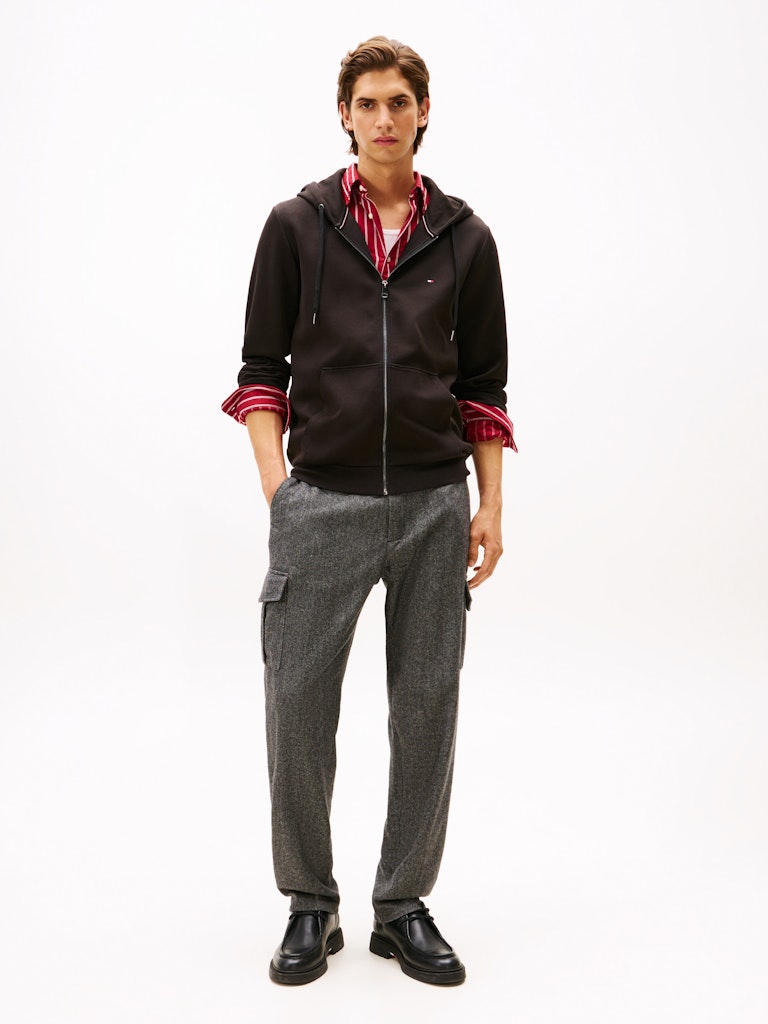 Tommy Hilfiger Erkek Tam Fermuar Kapşonlu Siyah Sweatshirt