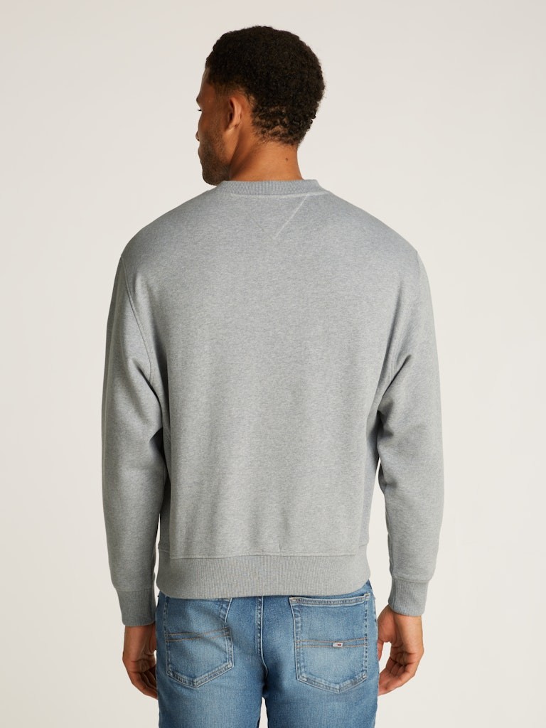Tommy Jeans Melange Flag Crew Erkek Uzun Kollu Gri Sweatshirt - DM0DM21186P6N