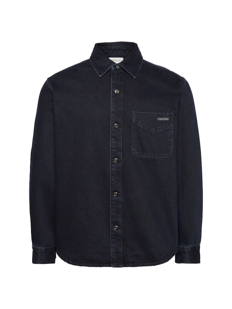 Calvin Klein Erkek Siyah Denim Rahat Kesim Uzun Kollu Gömlek