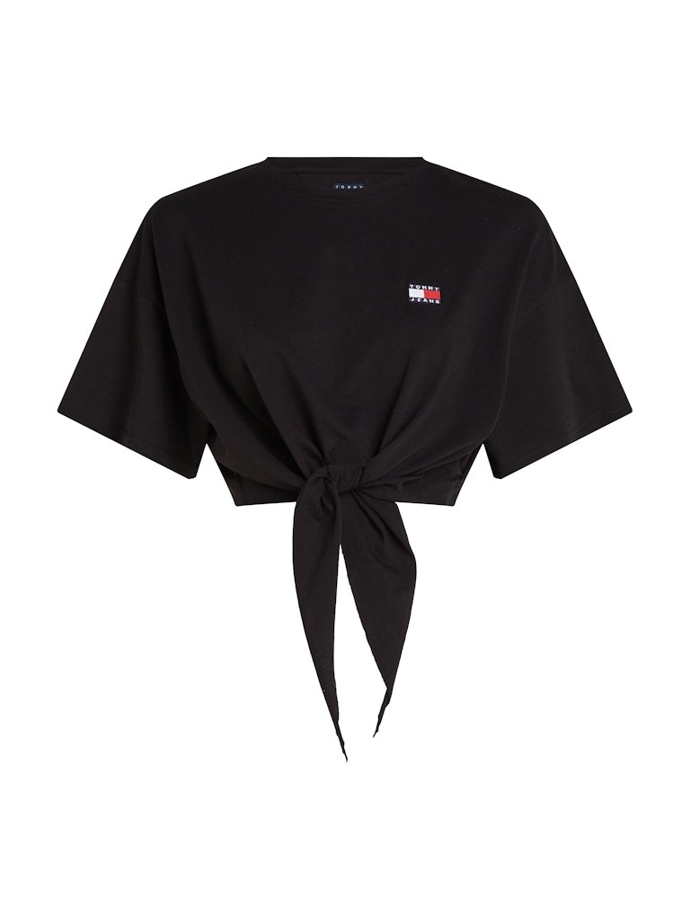 Tommy Hilfiger Rejeneratif Pamuk Siyah Kadın Kısa Kollu Crop T-Shirt - DW0DW20321BDS