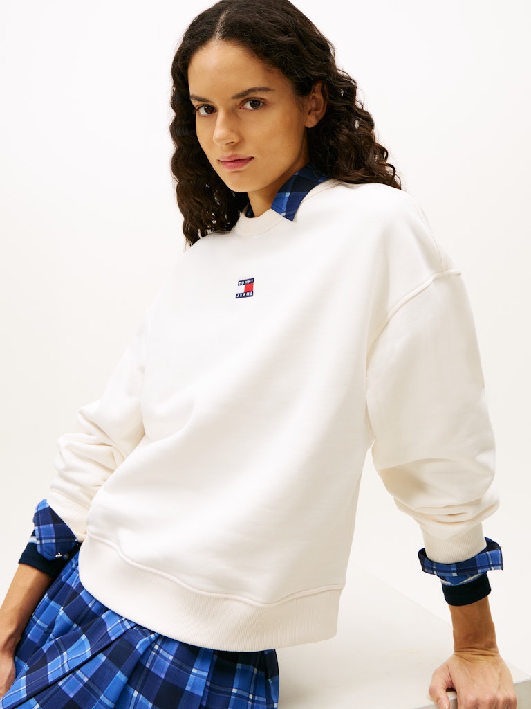 Tommy Hilfiger Kadın O Yaka Ekru Sweatshirt
