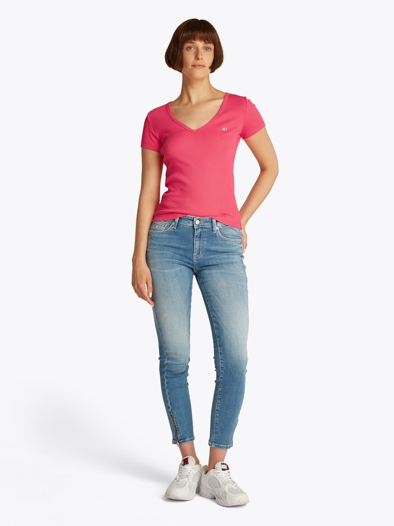 Tommy Hilfiger Rejeneratif Pamuk Kırmızı Kadın Kısa Kollu T-Shirt - DW0DW17385XI2