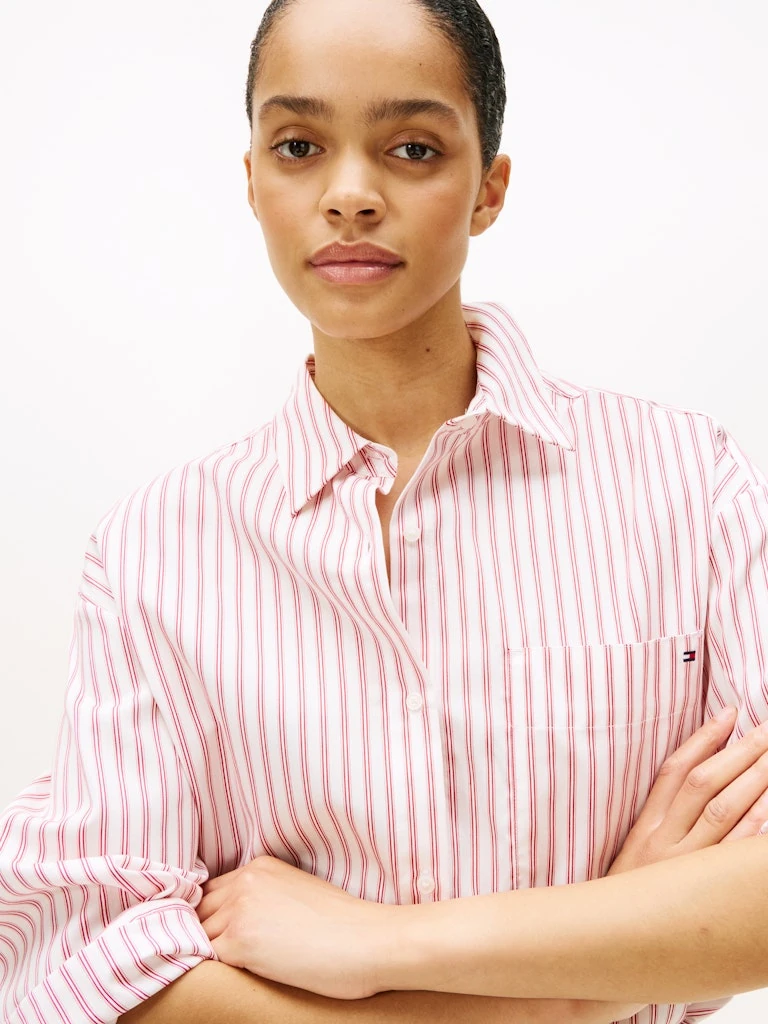 Tommy Hilfiger Kadın Pembe Uzun Kollu Gömlek