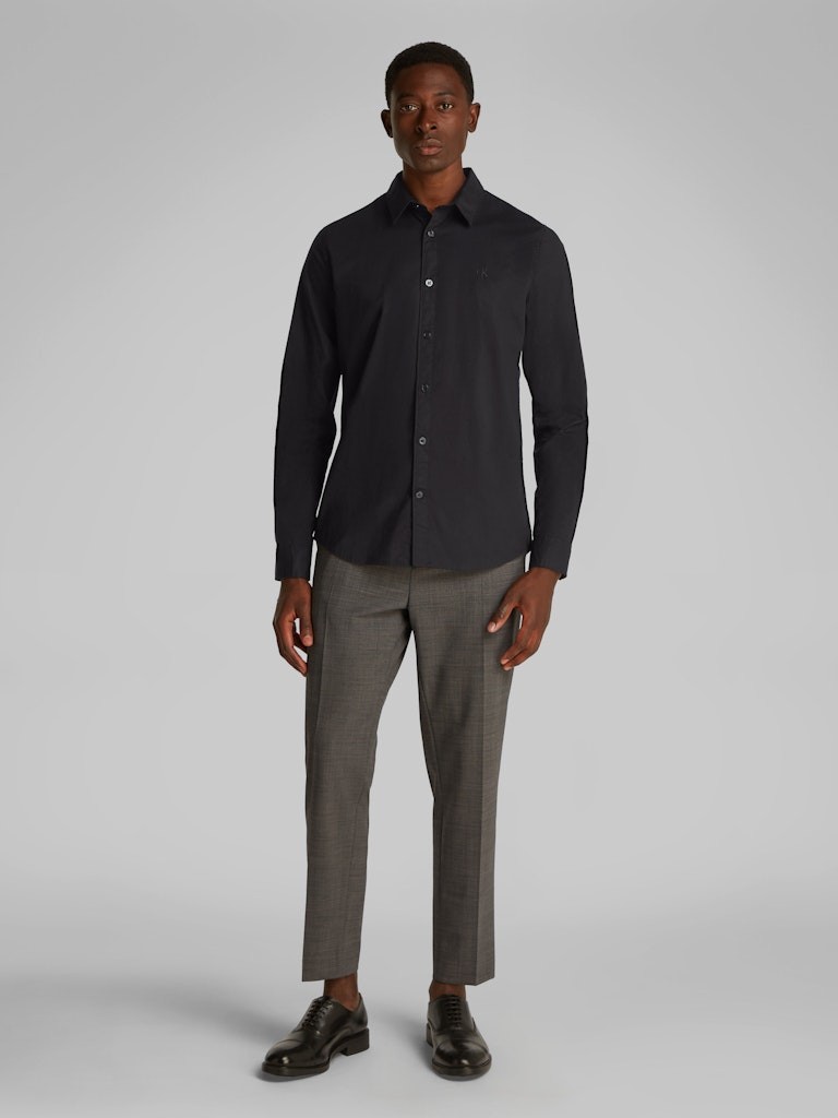 Calvin Klein Streç Pamuklu Slim Fit Gömlek Erkek Siyah Gömlek - J30J324614BEH