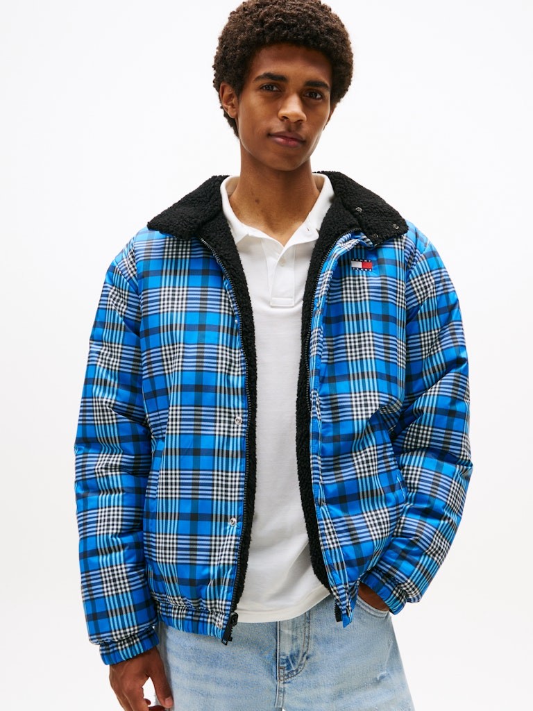 Tommy Hilfiger Erkek Mavi Teddy Çift Taraflı Mont