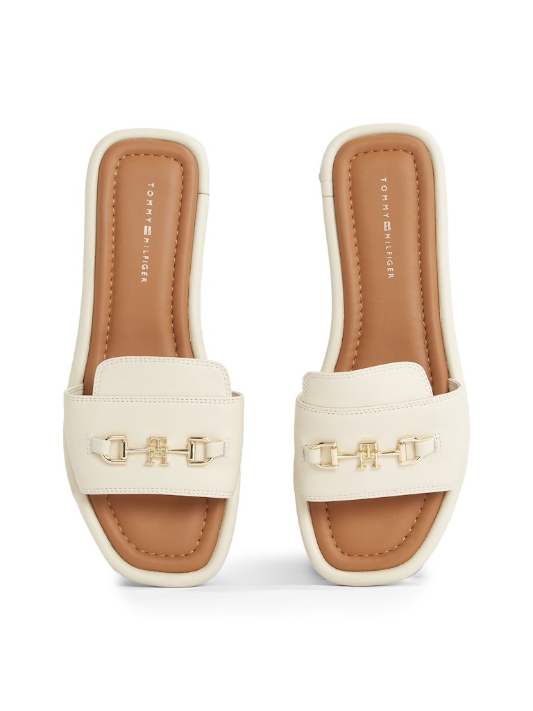 Tommy Hilfiger Deri Bej Kadın Kısa Taban Tek Bantlı Sandalet - FW0FW08420ACJ