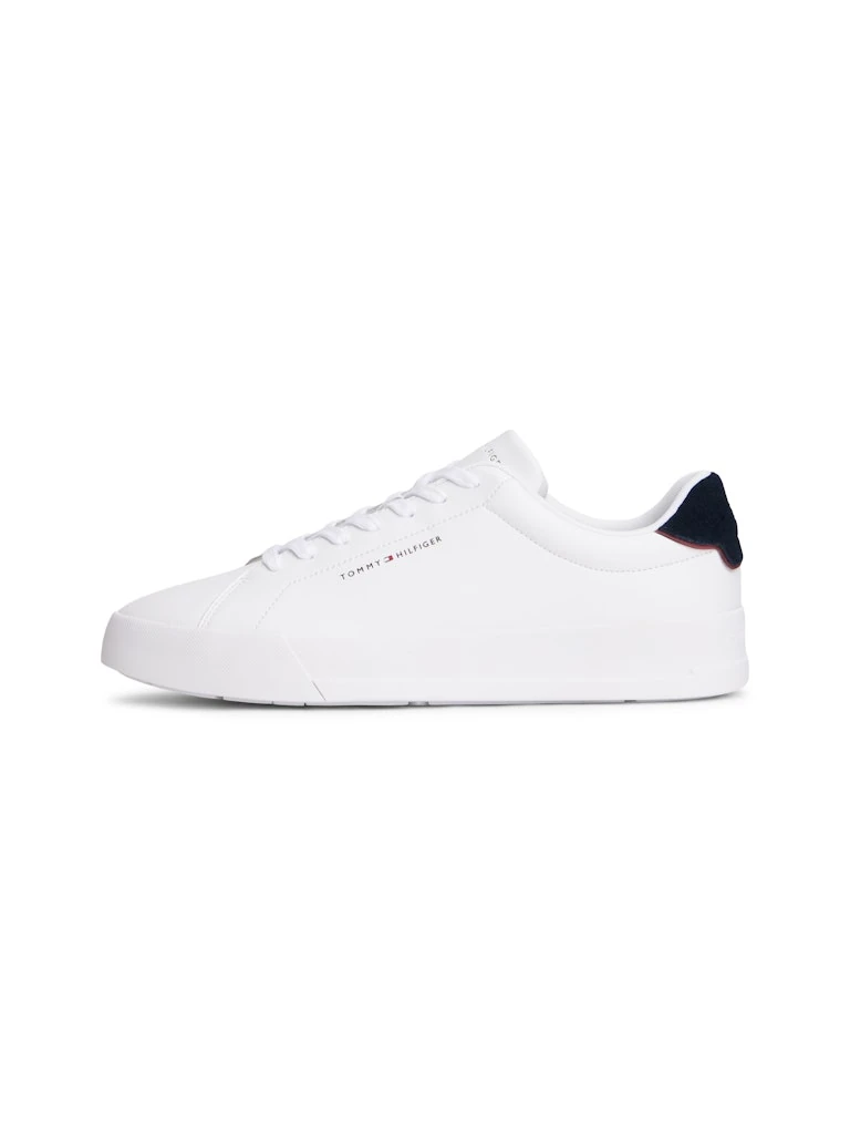 Tommy Hilfiger Erkek Beyaz Deri Kısa Taban Court Sneakers