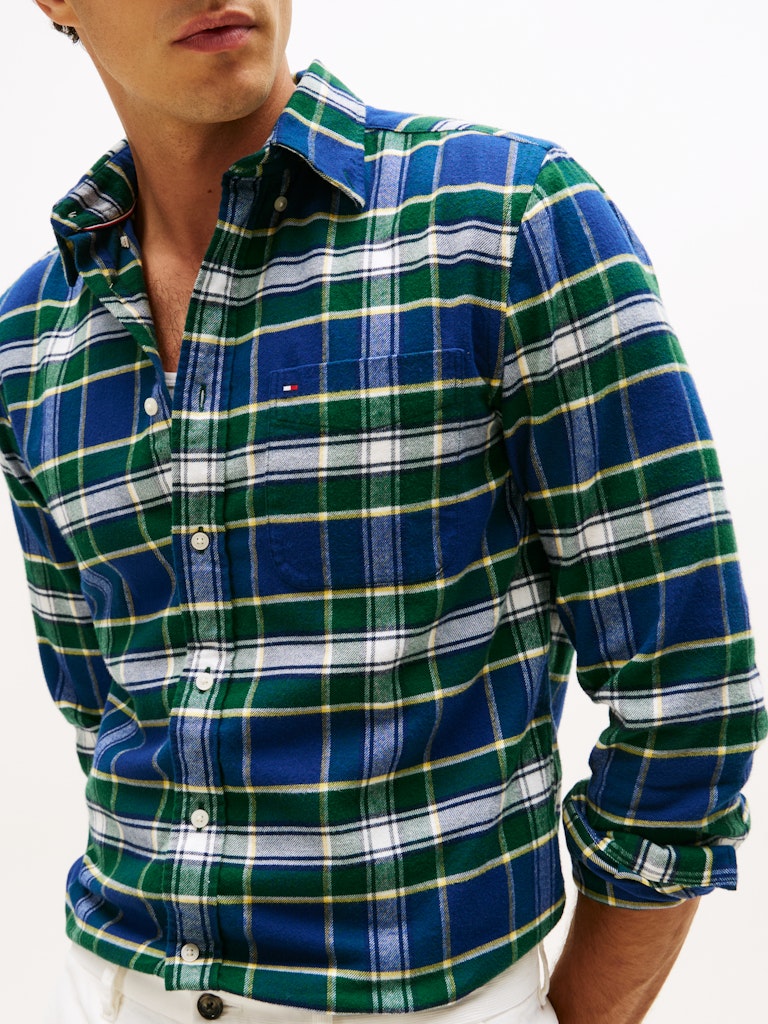 Tommy Hilfiger Erkek Flanel Normal Kesim Lacivert Gömlek
