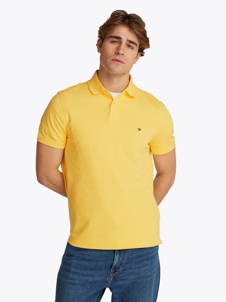 Tommy Hilfiger Organik Pamuk Sarı Erkek Kısa Kollu Düğmeli Polo Yaka T-Shirt - MW0MW17770ZF0
