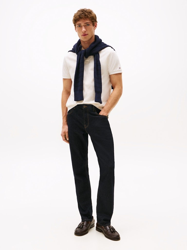 Tommy Hilfiger Erkek Beyaz Fermuarlı Polo Yaka T Shirt - MW0MW395590K4