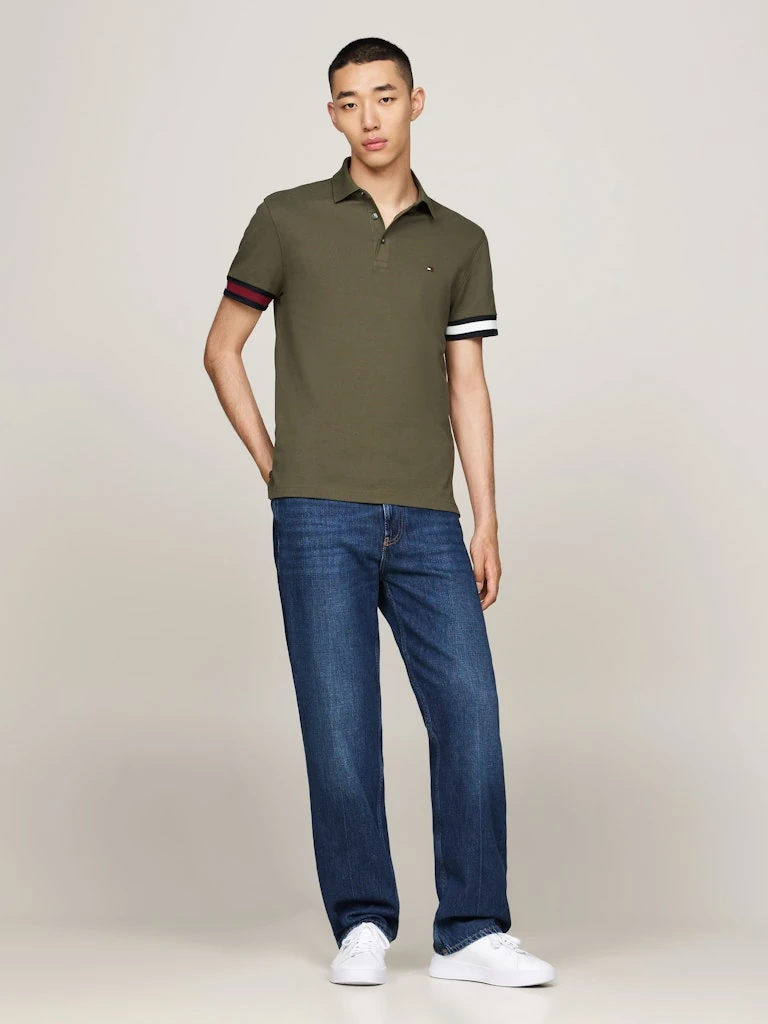 Tommy Hilfiger Erkek Haki Düğmeli Polo Yaka T Shirt