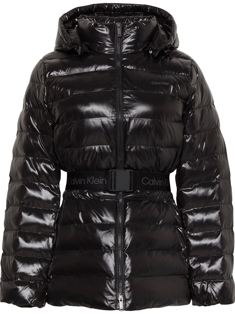 Calvin Klein Kadın Puffer Kapşonlu Siyah Mont