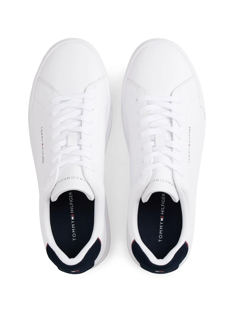 Tommy Hilfiger Erkek Beyaz Deri Kısa Taban Court Sneakers
