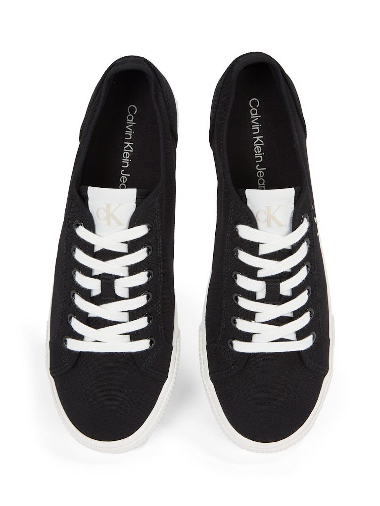 Calvin Klein Pamuk Siyah Erkek Kısa Taban Sneakers - YM0YM012090GM