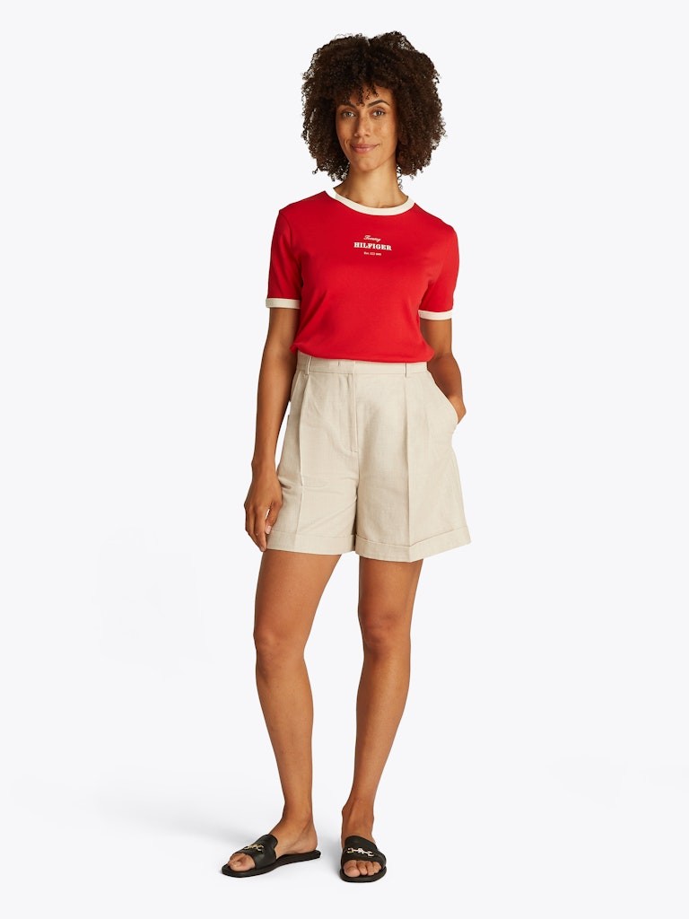 Tommy Hilfiger Keten Bej Kadın Yan Cep Şort - WW0WW44767ACI