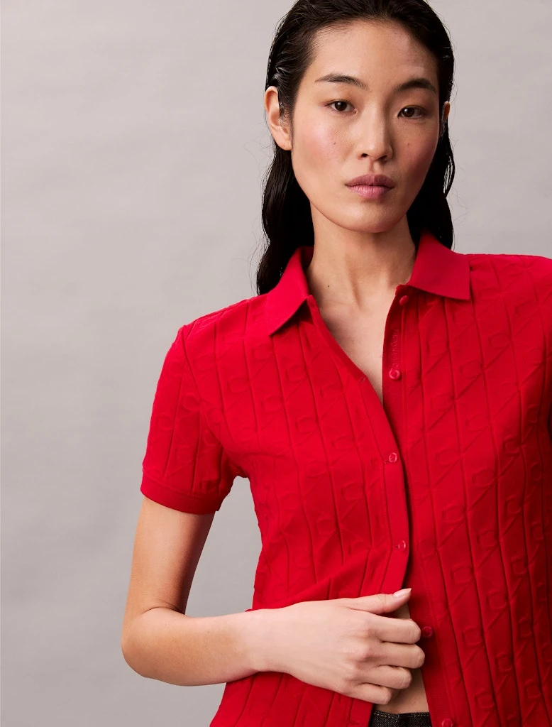 Calvin Klein Kadın Polo Yaka Kırmızı T-Shirt