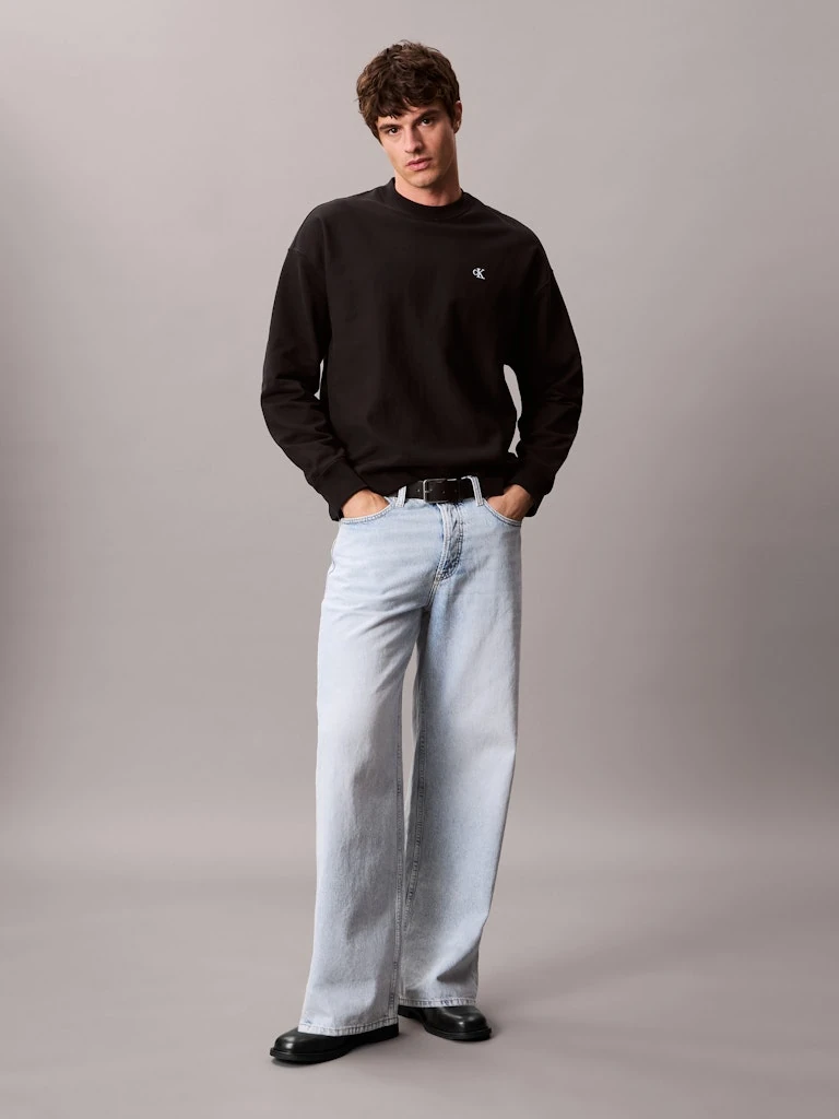 Calvin Klein Erkek Siyah Pamuk O Yaka Sweatshirt