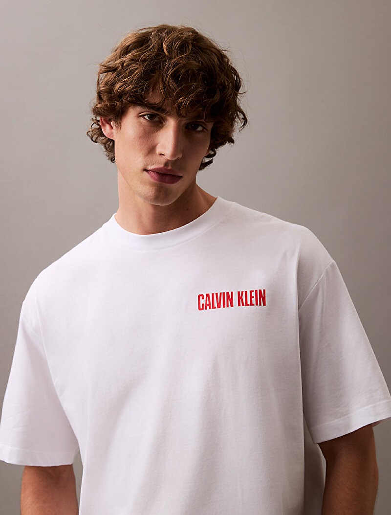 Calvin Klein Rejeneratif Pamuk Beyaz Erkek Kısa Kollu T-Shirt - LV04RB851GYAA