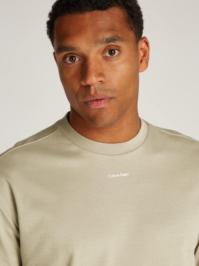 Calvin Klein Erkek Logolu Kısa Kollu Pamuklu Haki T-Shirt - K10K112487RAJ