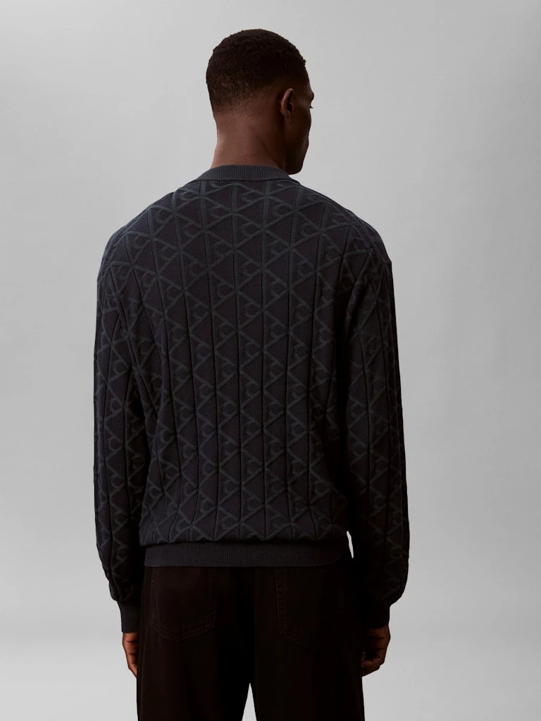 Calvin Klein Erkek Lacivert Pamuk O Yaka Logolu Triko