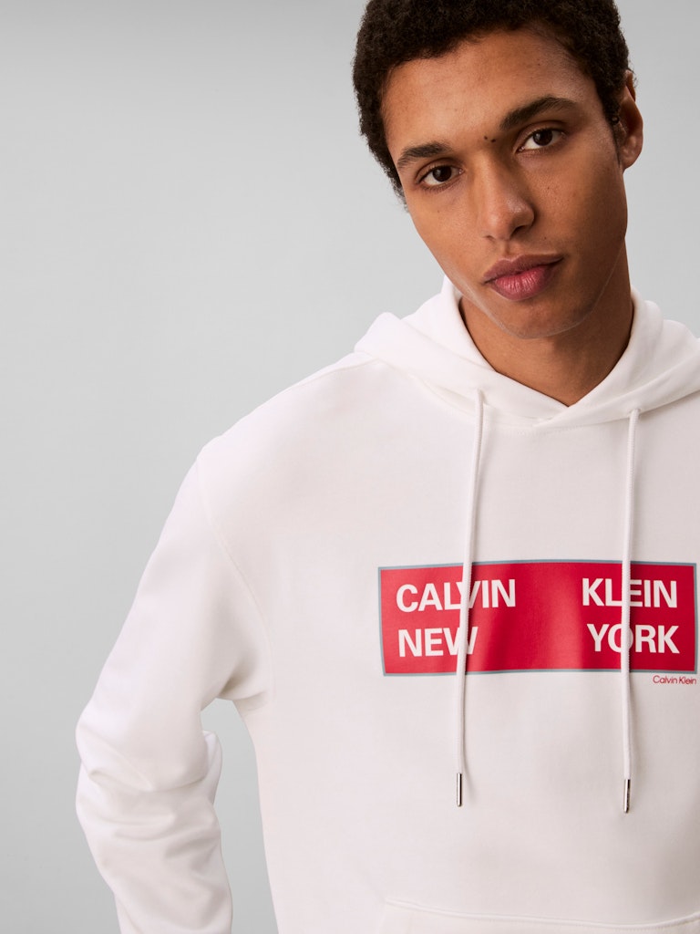 Calvin Klein Erkek Beyaz Kapşonlu Sweatshirt