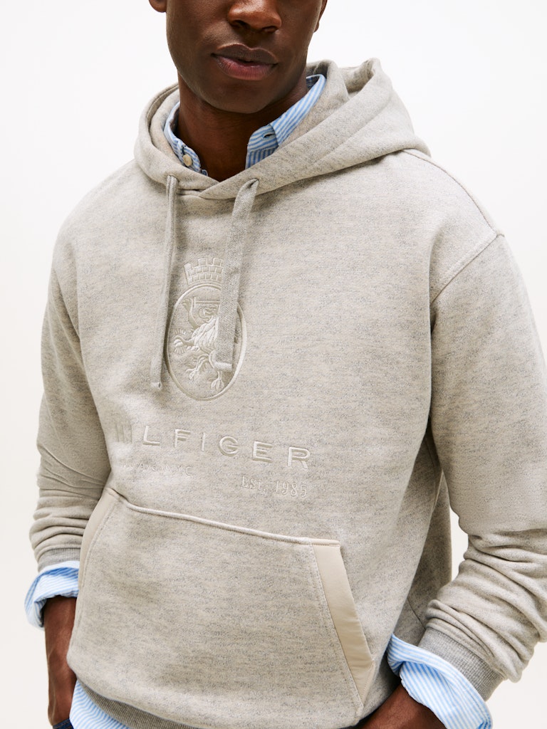 Tommy Hilfiger Erkek Kapşonlu Gri Sweatshirt