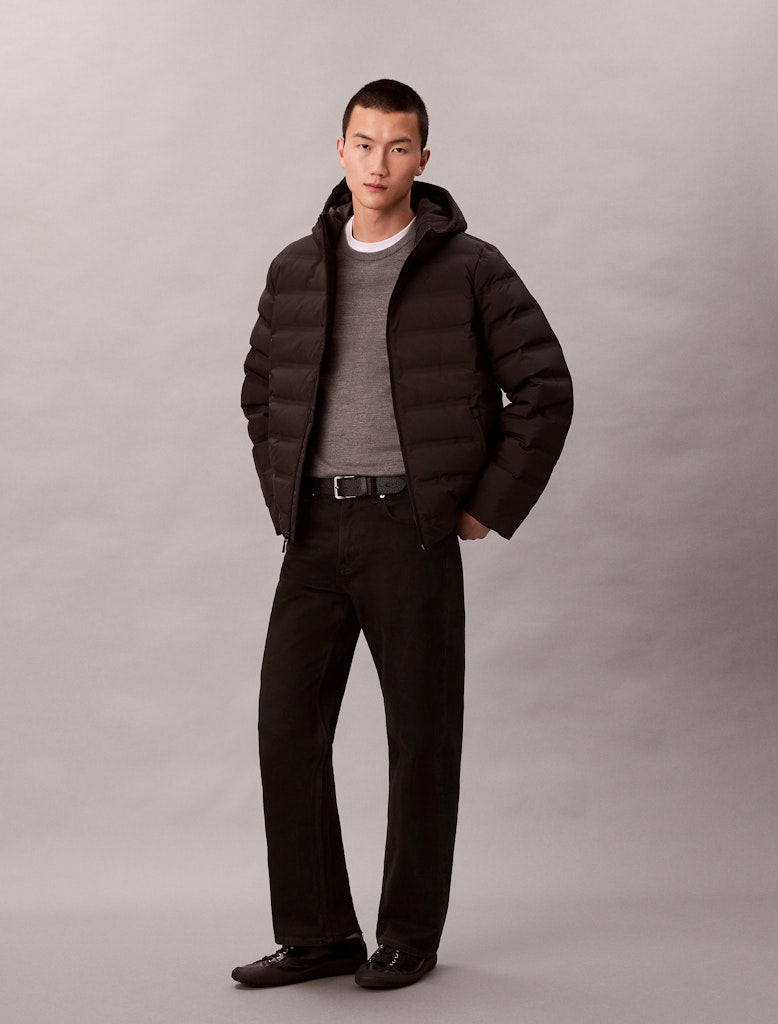 Calvin Klein Erkek Siyah Puffer Kapşonlu Mont