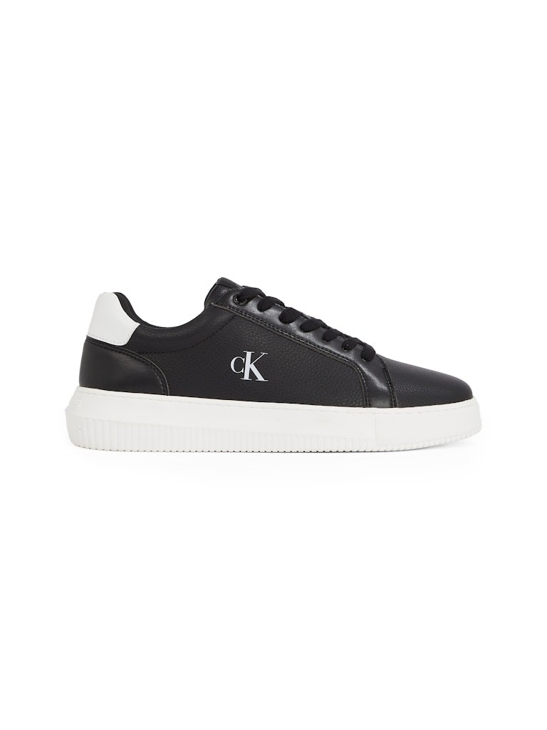 Calvin Klein Deri Siyah Erkek Kısa Taban Sneakers - YM0YM011980GN
