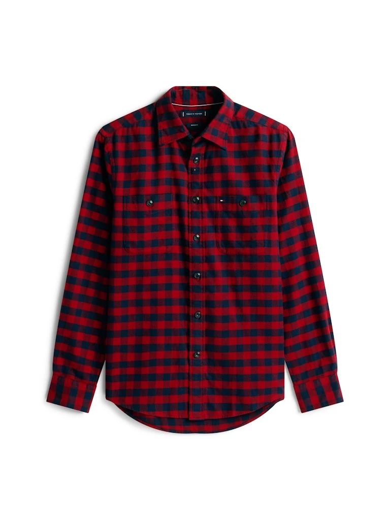 Tommy Hilfiger Erkek Bordo  Normal Kesim Uzun Kollu Gömlek