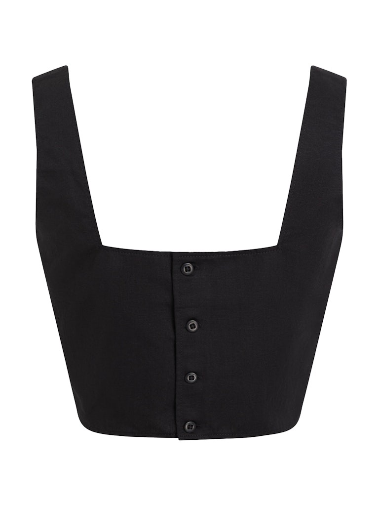 Calvin Klein Keten Siyah Kadın Kolsuz Gömlek - J20J225347BEH