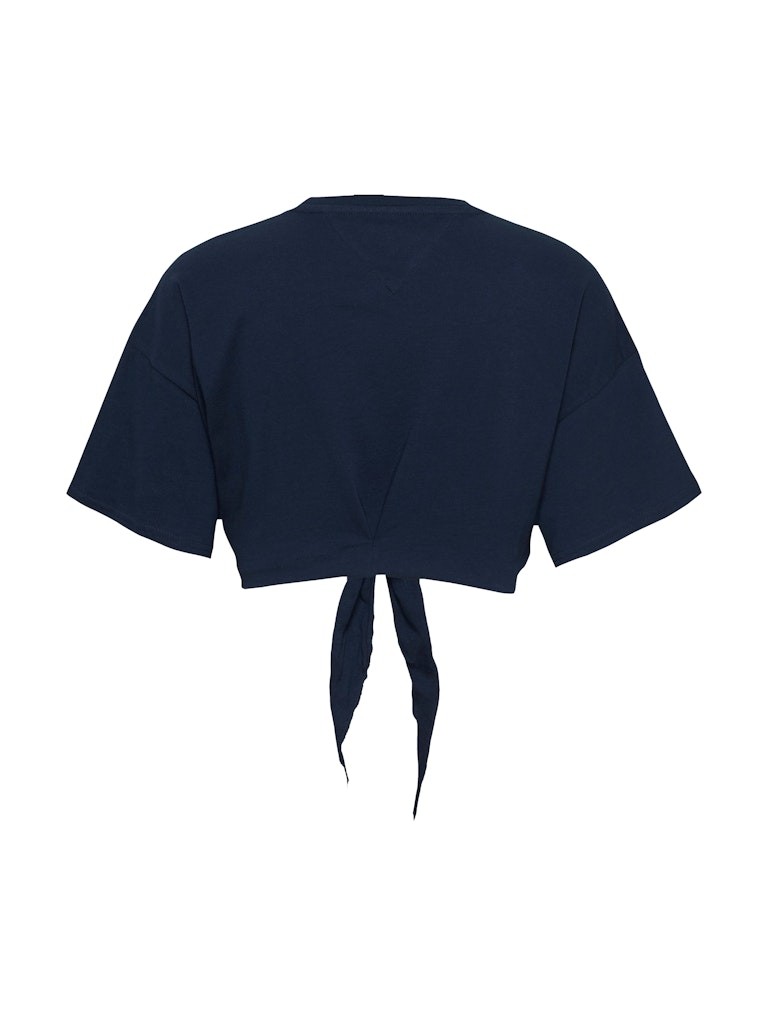 Tommy Hilfiger Rejeneratif Pamuk Mavi Kadın Kısa Kollu Crop T-Shirt - DW0DW20321C1G