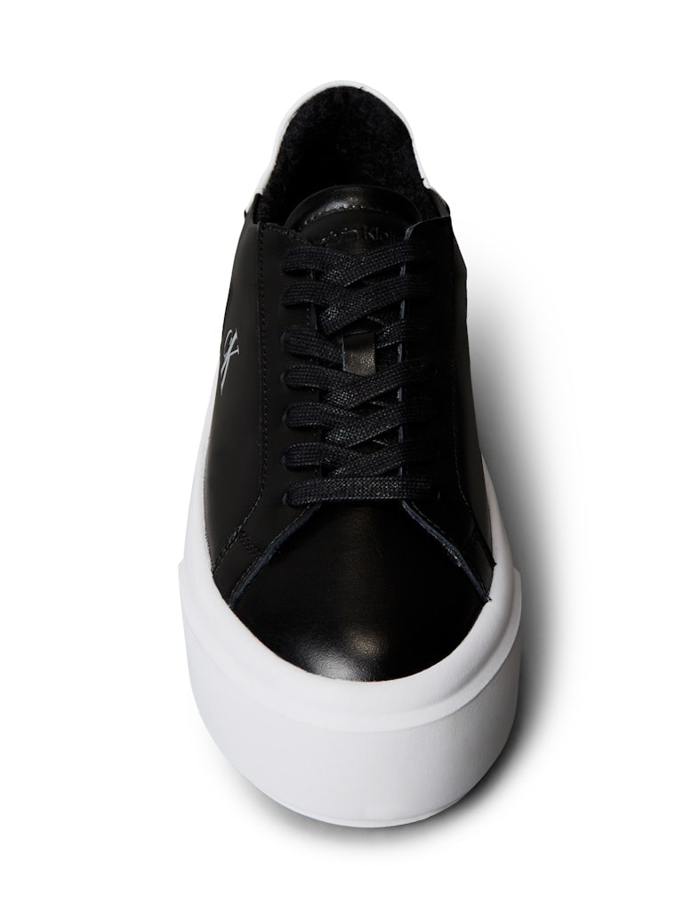 Calvin Klein Kadın Siyah Deri Kısa Taban Flatform Sneakers