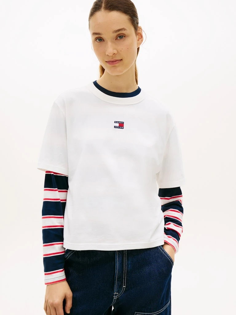 Tommy Hilfiger Kadın Beyaz Pamuk Düğmeli Kısa Kolu T-Shirt