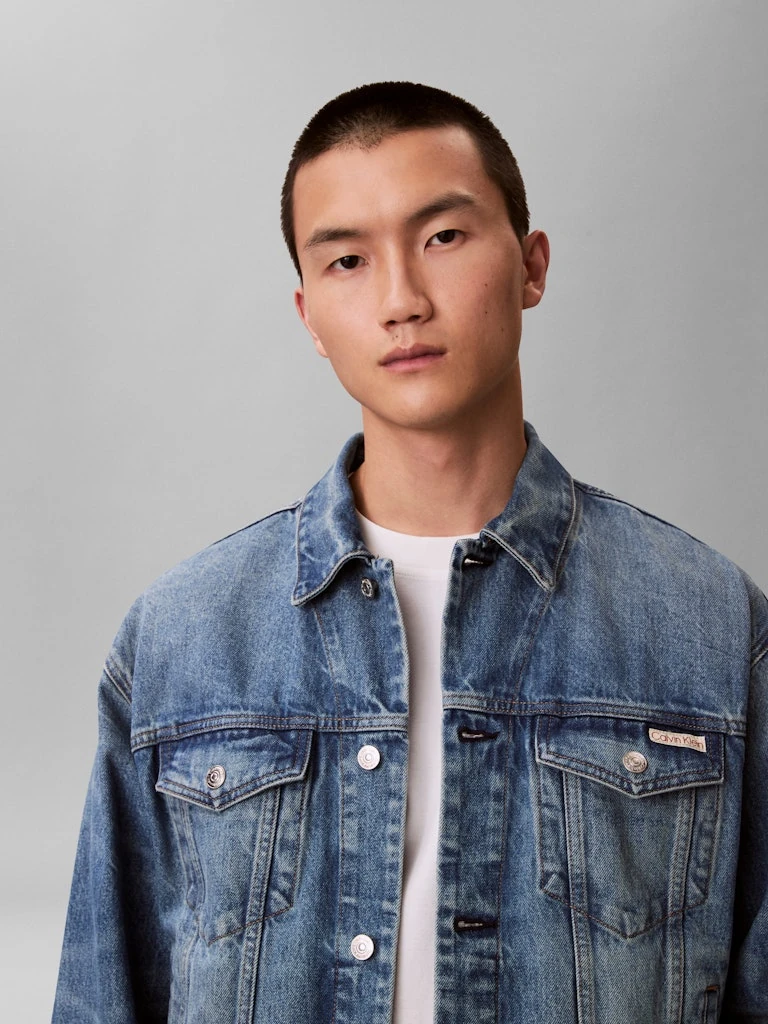 Calvin Klein Erkek Mavi Denim Kot Mont