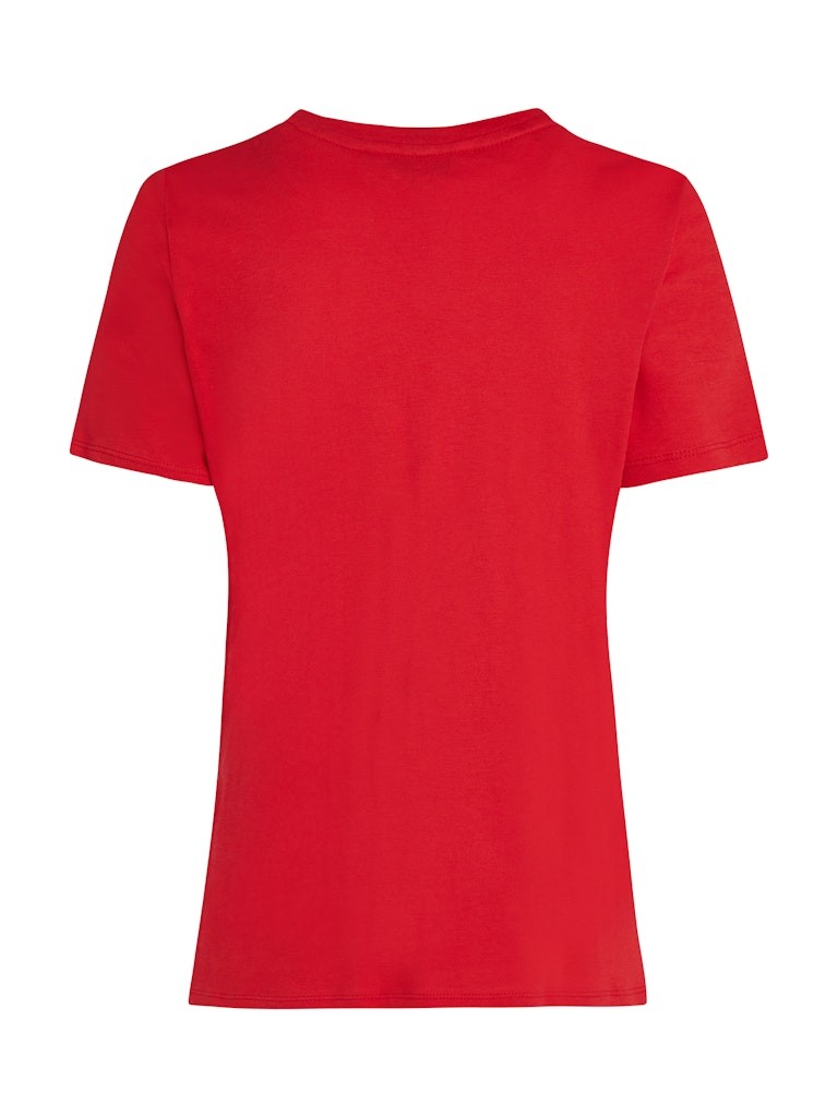 Tommy Hilfiger Rejeneratif Pamuk Kırmızı Kadın Kısa Kollu T-Shirt - WW0WW40276XLG