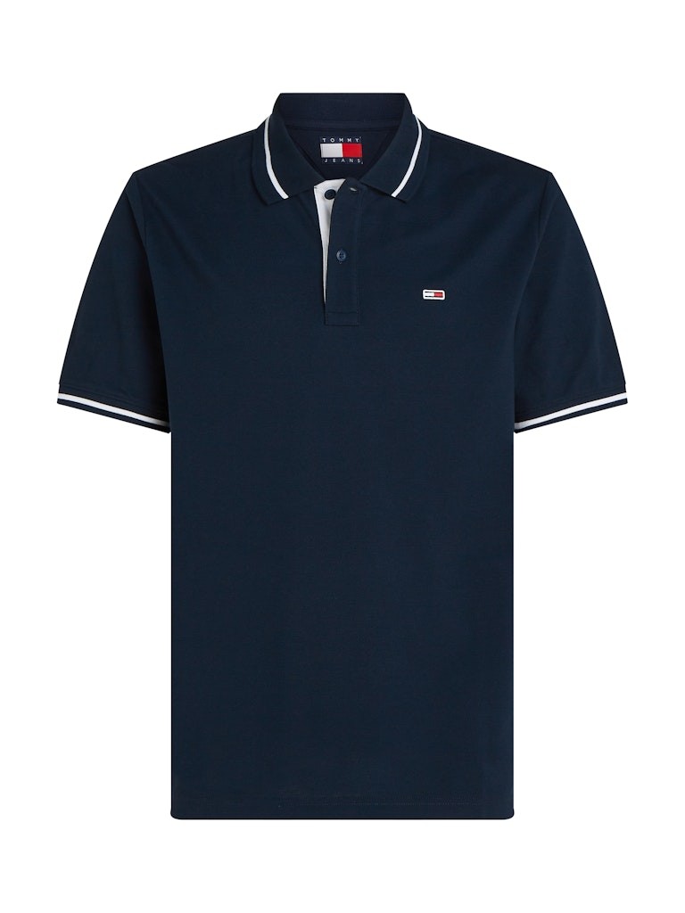 Tommy Hilfiger Rejeneratif Pamuk Lacivert Erkek Kısa Kollu Düğmeli Polo Yaka T-Shirt - DM0DM20745C1G