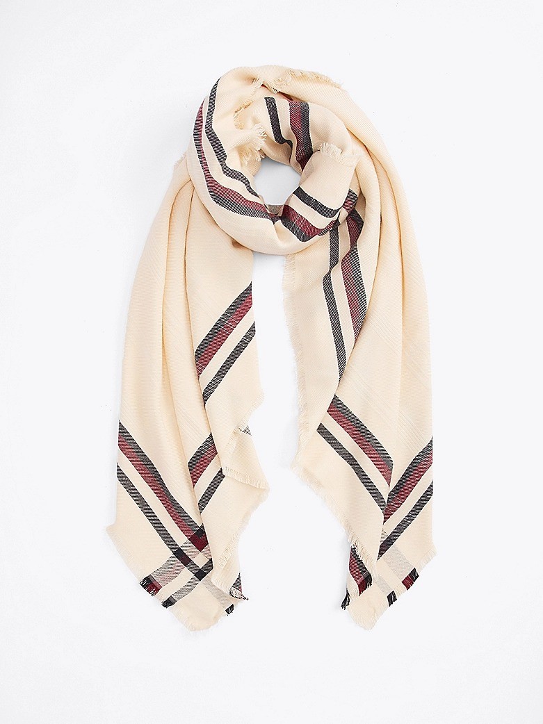 Tommy Hilfiger Pamuk Bej Kadın Desenli Şal - AW0AW17351AA8
