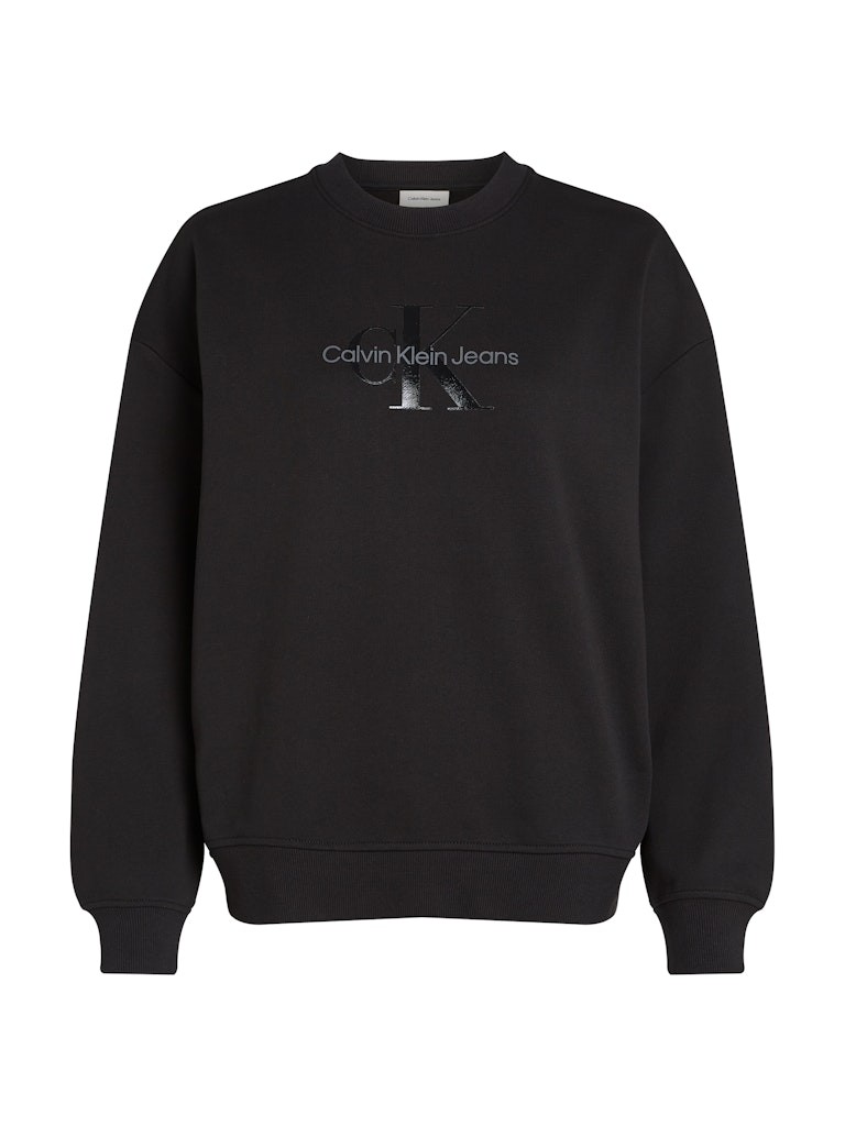 Calvin Klein Jeans Siyah Kadın Bisiklet Rahat Baskılı Sweatshirt - J20J224724BEH