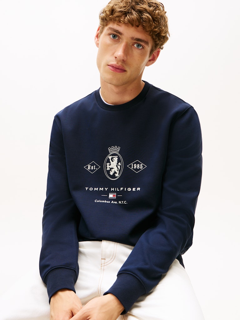 Tommy Hilfiger Erkek O Yaka Lacivert Sweatshirt