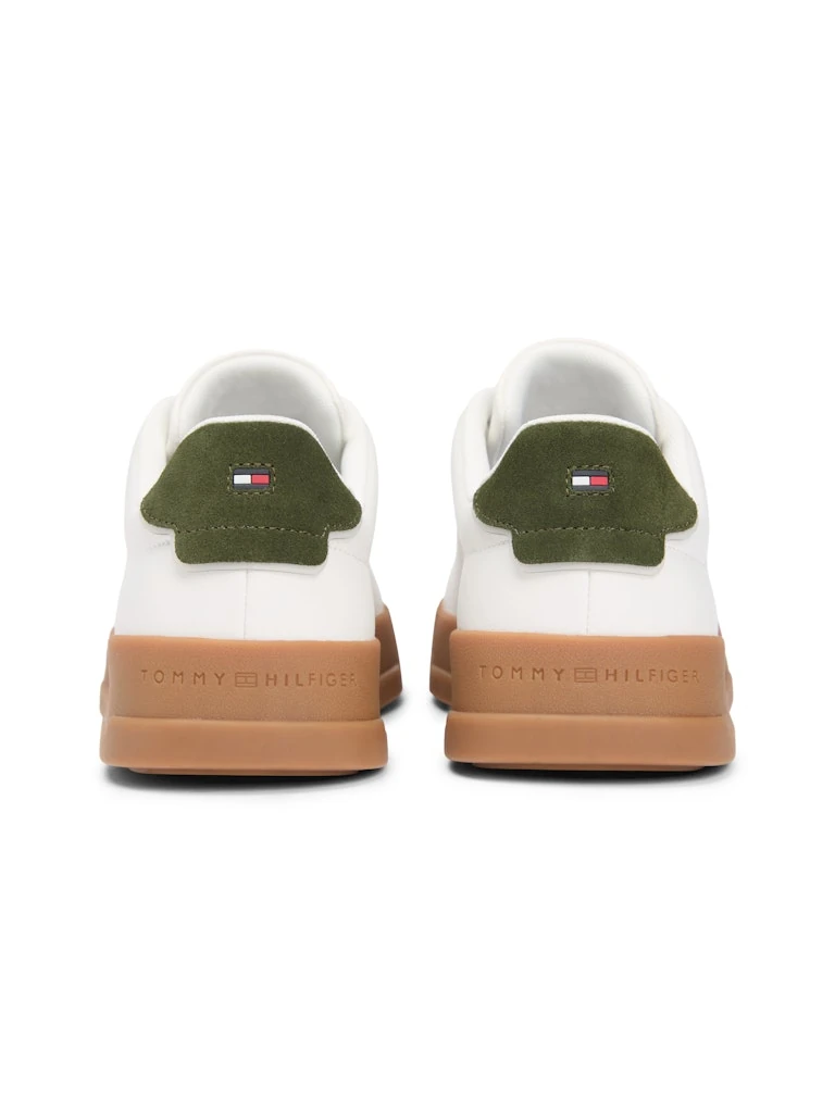 Tommy Hilfiger Erkek Beyaz Deri Kısa Taban Court Sneakers