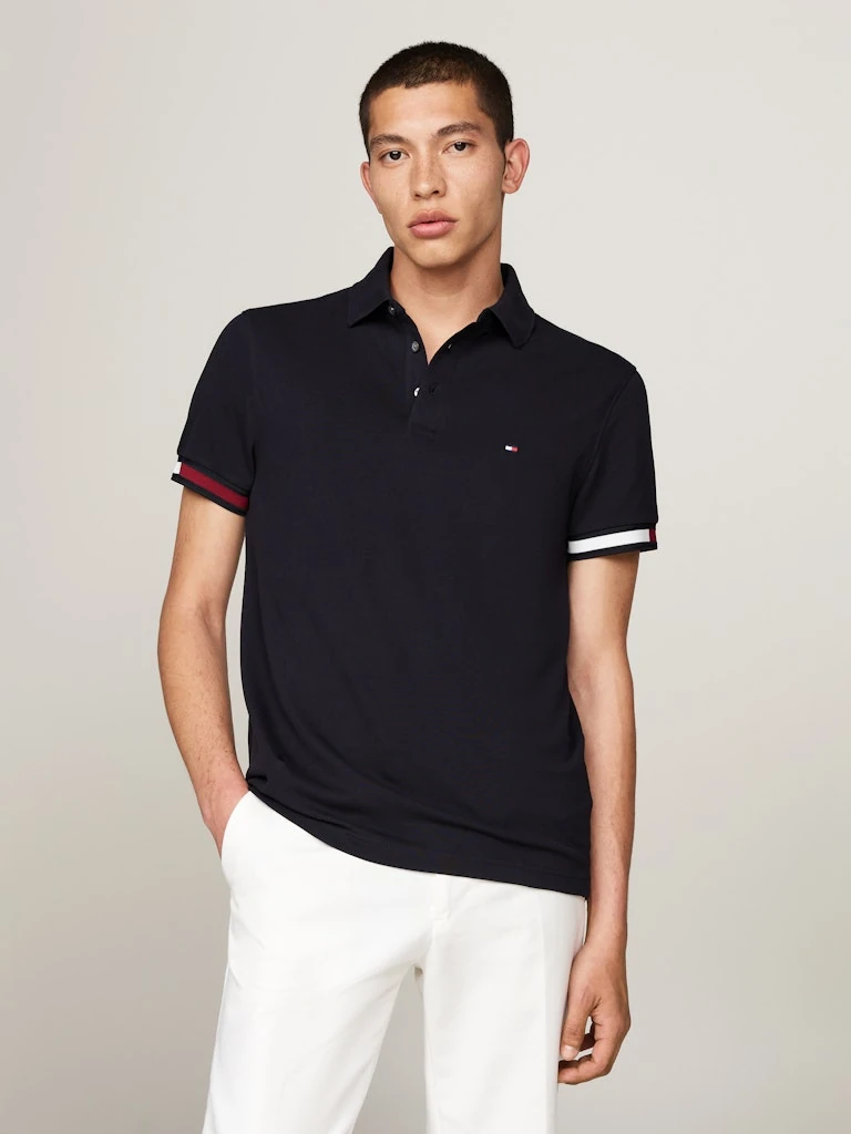 Tommy Hilfiger Erkek Lacivert Düğmeli Polo Yaka T Shirt