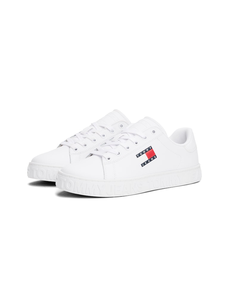 Tommy Hilfiger Erkek Beyaz Deri Kabartmalı Spor Ayakkabılar