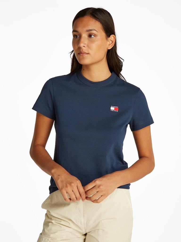 Tommy Hilfiger Rejeneratif Pamuk Lacivert Kadın Kısa Kollu T-Shirt - DW0DW20153C1G
