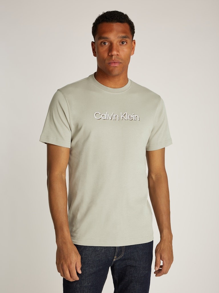 Calvin Klein Erkek Pamuklu Regular Fit Yuvarlak Yaka Kısa Kollu Gri T-Shirt - K10K114275PEO