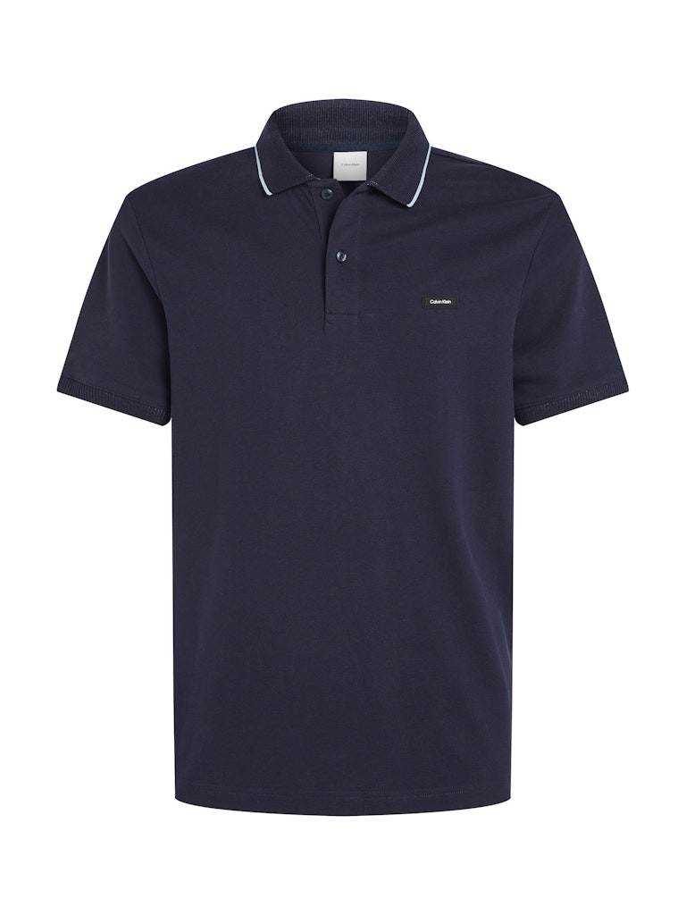 Calvin Klein Organik Pamuk Lacivert Erkek Kısa Kollu Düğmeli Polo Yaka T-Shirt