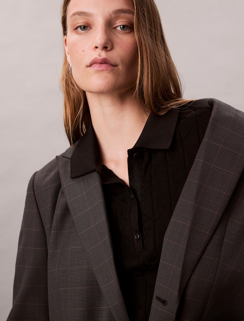 Calvin Klein Kadın Siyah Polo Yaka Düz Elbise