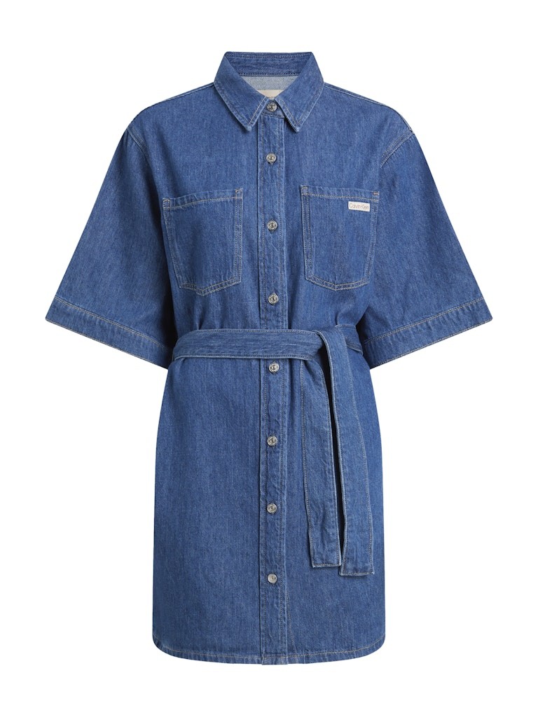 Calvin Klein Denim Mavi Kadın Kısa Kollu Elbise - J20J2251691A4